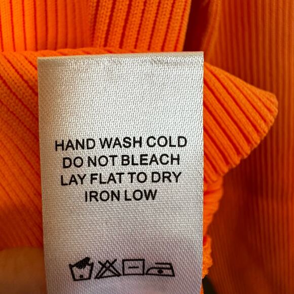 Women's White Birch Bright Orange Cropped LS Sweater Casual Collared Polo Sz L - Picture 7 of 7